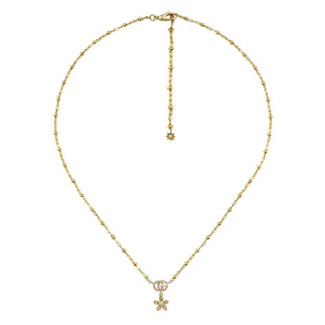 gucci 18ct yellow gold flora necklace|gucci chain necklace 18k.